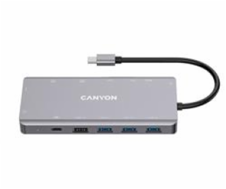 CANYON replikátor portů DS-12 13v1, 1xUSB-C PD 100W, 2xHD...