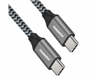 PREMIUMCORD Kabel USB-C M/M, 100W 20V/5A 480Mbps bavlněný...