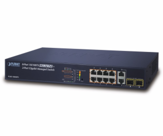 Planet FGSD-1008HPS PoE switch, 8x RJ45, 2x SFP/RJ45, Web...