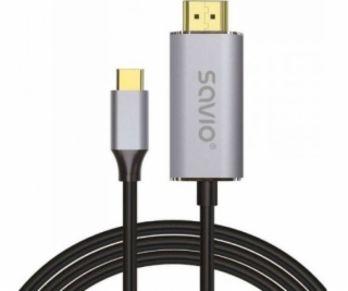 USB-C to HDMI 2.0B cable 2m silver/black gold tips SAVIO ...