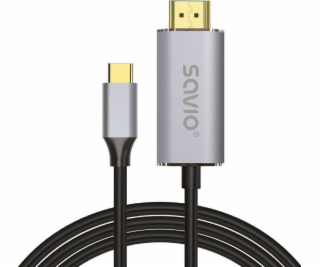 USB-C to HDMI 2.0B cable 1m silver-black golden tips SAVI...