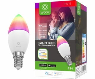 WOOX R9075, WiFi Smart Bulb E14 RGB+CCT WiFi