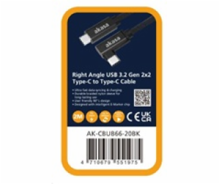 AKASA kabel USB 3.2 Gen2x2 Type-C na C Cable, pravoúhlý, ...