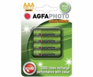 AgfaPhoto nabíjecí NiMH baterie AAA, 900mAh, blistr 4ks