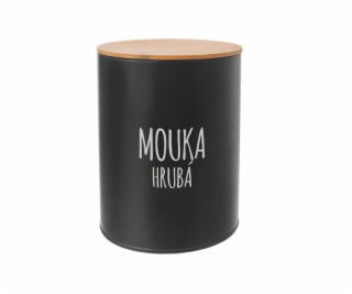 Dóza na hrubou mouku BLACK plech / bambus