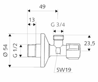 Ventil pračkový 1/2x3/4 vřetenový Schell Comfort