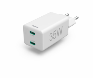 Hama Quick Charger  USB-C 35W PD/QC, 2xUSB-C, white 201694