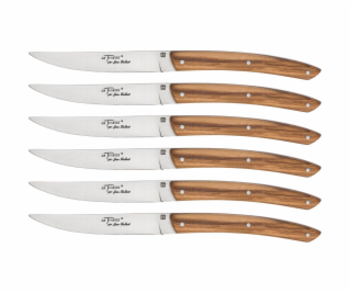 Jean Dubost Le Thiers     6 pcs. Steak Knives Set Olive Wood