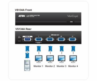 ATEN Video rozbočovač 1 PC - 4 VGA 450 Mhz