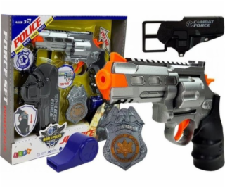 LEANToys Set Revolver 20cm Odznak Pouzdro na píšťalku Zvu...