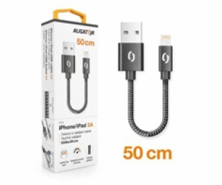 ALIGATOR PREMIUM 2A kabel, Lightning 50cm, černý