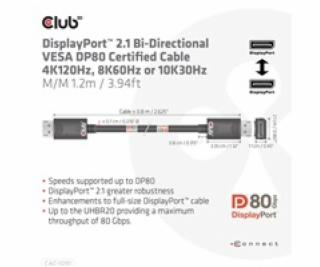 Club3D Kabel DisplayPort 2.1 na DisplayPort 2.1 4K120Hz/8...