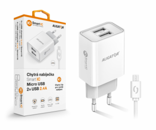 Chytrá síťová nabíječka ALIGATOR 2,4A, 2xUSB, smart IC, b...