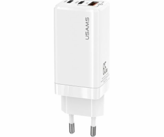 Usams USAMS Charger Lod. síť. 2xUSB-C+USB T33 GaN 65W PD ...