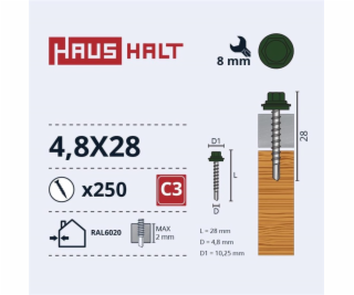 SAVISR 4.8X28 MED+EPDM RAL6020 (250-8)