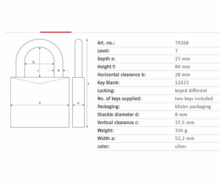 VISACÍ ZÁMEK OBA 79268 52,2X89 MM