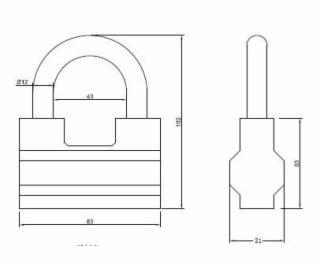 Visací zámek Wushi A-80, 80 x 100 mm