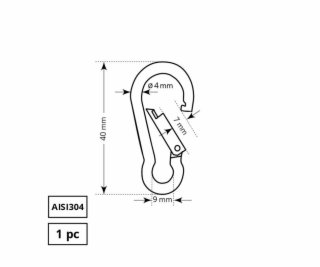 Zapínací karabina Haushalt, AISI304, 1DD, 4 x 40 mm