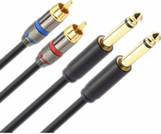 Mozos Jack 6,3 mm - RCA (Cinch) kábel x 2 3m čierny (MCAB...