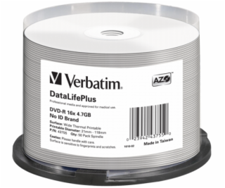 1x50 Verbatim DVD-R 4,7GB 16x biela siroka podtlac  NO-ID