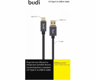 Budi USB-A - USB-C kábel USB 1,2 m čierny (BD178T)