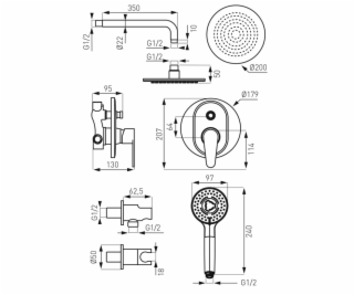Sprchový set pod omietku Ferro Rotondo SET-ROT1-P