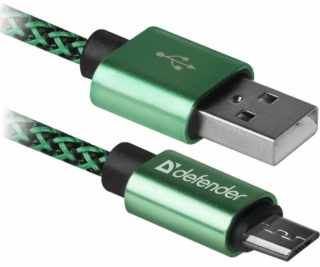 USB Defender USB-A - microUSB kabel 1 m Zelený (87804)