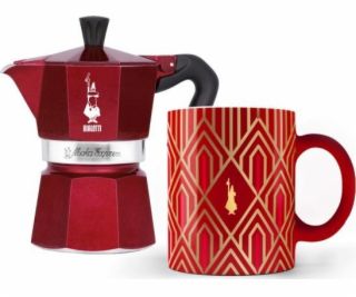 Kávovar BIALETTI DECO GLAMOUR Moka Express 3tz + hrnek Red