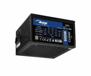 Akyga PC zdroj ATX 600W P4+4 2x PCI-E 6+2 pin 5x SATA 3x ...