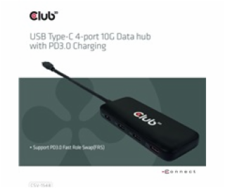 Club3D hub 1xUSB-C na 4xUSB-C, 10Gbps port, PD 3.0