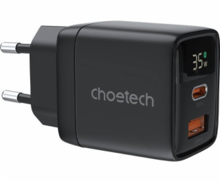 Wall charger GAN3 USB-A+C PD35W Choetech PD6052 (black)