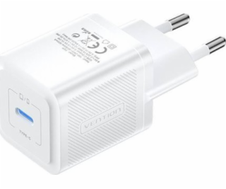 Wall Charger, Vention, FEPW0-EÚ, USB-C, 20W, GaN (biela)