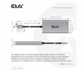 Club3D Video hub Thunderbolt 3 na 2x DP, Dual 4K60Hz nebo...