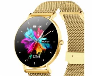 Smartwatch zegarek damski Alexa Lux Gold + różowy pasek