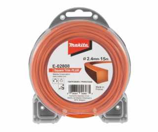 Makita struna nylonová Plus 2,4mm, 15m, oranžová, hranatá