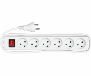 MicroConnect Power strip 6 zásuvek 3m Bílý napájecí kabel