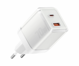 Wall charger Yueqi 70W GaN USB-C + USB-A (white)