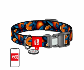 Waudog  Oranges  nylon dog collar with QR code, size M