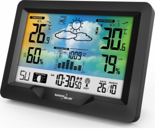 Bezdrátová meteostanice GreenBlue, barevná, s DCF, fázemi...