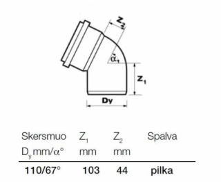 Vnitřní drenážní koleno Wavin, O 110 mm, 67°