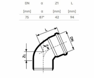 Vnitřní kanalizační koleno HTplus, O 75 mm, 87°