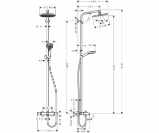 Hansgrohe Crometta S sprchový set s dešťovou sprchou a te...