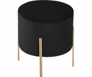 Pouffe Atmosphera Black se zlatými nožičkami Black Velvet