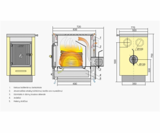 Ohřev vzduchu kotel-kamna KALVIS K-KO-2N, 14,5 kW