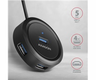 AXAGON HUE-P1AL, 4x USB 3.2 Gen 1 ROUND hub, micro USB na...