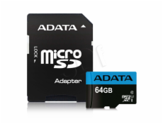 ADATA microSDXC 64GB UHS-I U1 + adapter AUSDX64GUICL10-RA1