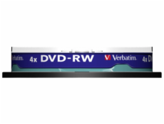 1x10 Verbatim DVD-RW 4,7GB 4x Speed, matte silver Cakebox