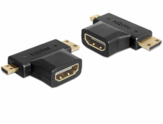 Delock adaptér HDMI-A samica&gt; HDMI-C + HDMI-D samec