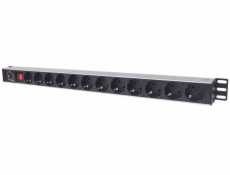 Intellinet Vertical Rackmount 12-Way Power Strip - German Type, rozvodný panel, 12x DE zásuvka, 1.6m kabel