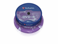 1x25 Verbatim DVD+R 4,7GB 16x Speed, matne stribrna